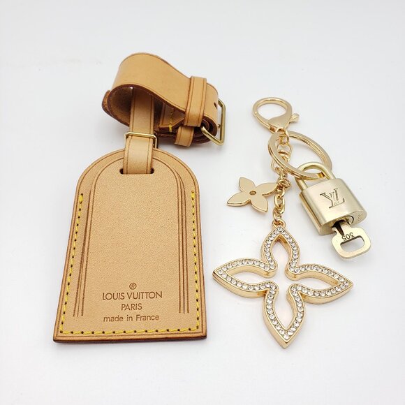 Authentic Louis Vuitton Luggage Nametag and Gold Padlock with Unbranded Keycharm - Picture 9 of 11